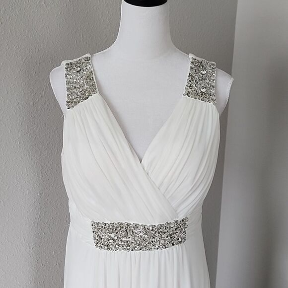 Conail Coco Women Ruched Waist Rhinestone Casual Tulle Long Dress - Picture 7 of 16